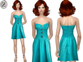 Sims 2 — 2012 Fashion Collection Part 46 by zodapop — Strapless, satin, dotted blue dress with bustier top embellished