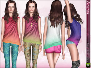 Sims 3 — Casual Top by Simsimay — If you love baggy t-shirt and wearing them with pretty things like skinny printed pants