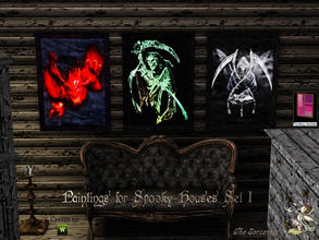 Sims 3 — JJs Halloween Paintings V by thesorceress — Three paintings for Halloween. The paintings are done on the