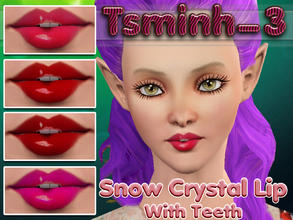 Sims 3 — Snow Crystal Lip with Teeth by TsminhSims — A Crystal, a little Snow. The winter is coming ... - For female only