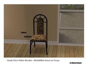 Sims 2 — MFG SH Dandy Table SET RC- Black - Chair Fabric by mightyfaithgirl — Black and blue leaves on Taupe Chair seat