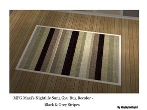 Sims 2 — MFG NL Sung Gyu Rug Recolor - Black Grey Stripes by mightyfaithgirl — Black, grey and white striped recolor of