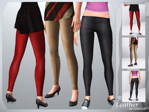 Sims 3 — Leather Set - Pants 01 by katelys — New shiny leather pants for young/adult females.