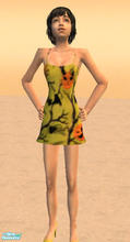Sims 2 — Green Pumpkin Dress by oracledelphi4 — A scary pumpking print!