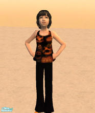 Sims 2 — Pumpkin Top by oracledelphi4 — A black pumpkin print top and black pants!