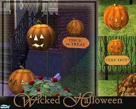 Sims 2 — Wicked Halloween by Cashcraft — A collection of Halloween jack-o-lanterns--a large jack-o-lantern to decorate