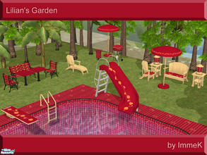 Sims 2 — Lilian\'s Garden by ImmeK — A collection of garden and pool furniture and matching pool walls and floors in