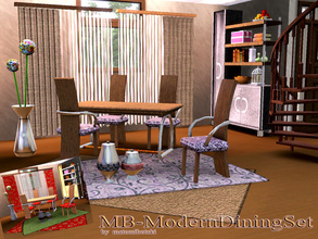 Sims 3 — MB-ModernDiningSet by matomibotaki — Modern dining-room-set with 8 new meshes, chair, table 2x1, shelf with 7