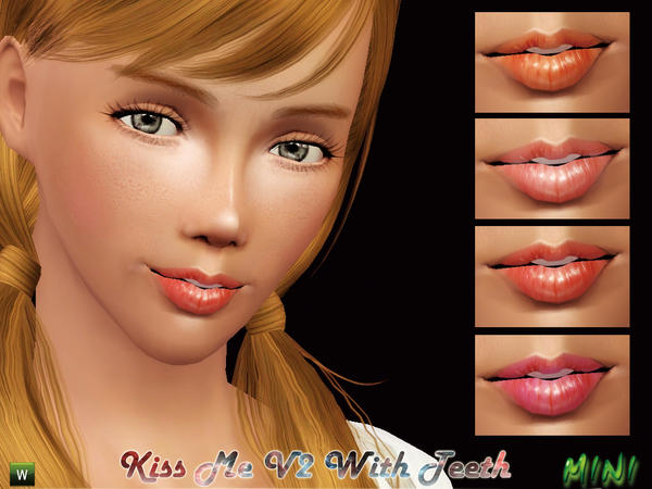 Sims 3 — Kiss Me V2 With Teeth by MINISZ — The Kiss Me V2 also works well with teeth. I modified a little bit of texture.