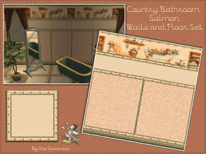 Sims 2 — Country Bathroom Salmon Wall and Floor Set by thesorceress — A Wall and Floor Set in a Country Cottage Style.