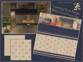 Sims 2 — Country Blue Beige Wall and Floor Set by thesorceress — The Second Set in the Country Cottage Style. This Set is