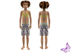 Sims 2 — Girls Boardshorts - Swimwear 3 by sinful_aussie — Yellow fish boardshort set. Swimwear