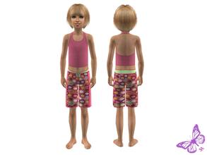 Sims 2 — Girls Boardshorts - Swimwear 4 by sinful_aussie — Pink floral boardshorts with pink tank top. Swimwear
