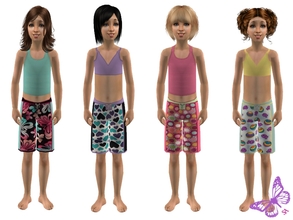Sims 2 — Girls Boardshorts - Swimwear by sinful_aussie — Boardshorts and tank/bikini sets for girls. Swimwear
