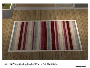Sims 2 — Sung Gyu Rug RC SET 1 - PinkMultiStripes by mightyfaithgirl — Pink, burgundy , white striped recolor of maxi\'s
