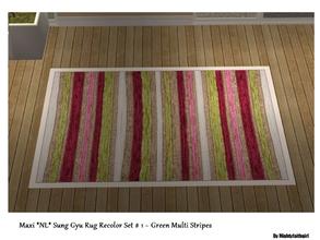 Sims 2 — Sung Gyu Rug RC SET 1 - Green Multi Stripes  by mightyfaithgirl — Green, pink , white striped recolor of Maxi\'s