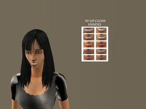 Sims 2 — Pretty Lip Gloss Set by Xodess — This lip gloss set consists of 10 different shades of lip gloss for your Sims.
