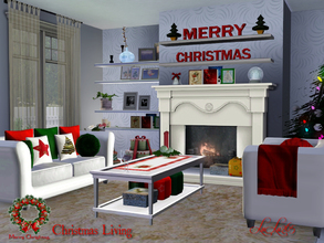 Sims 3 — Christmas Living  2012 by Lulu265 — Bright and cheerful, a glowing fire and presents under the tree, gives that