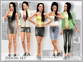 Sims 3 — Denim by Serpentrogue — 5 denim items young adult/adult *skirt*dress*2 shorts*jean