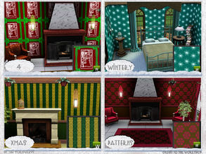 Sims 3 — 4 Wintery Xmas Patterns by thesorceress — 4 Patterns with a touch of Winter and Xmas feeling to them. 100%