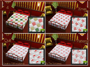 Sims 3 — 4 Xmas Quilt Patterns by thesorceress — 4 Quilt Patterns with a Xmas feeling to them. 100% Seamless and with 2