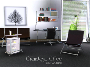 Sims 3 — Grandioso Office by ShinoKCR — Modern and shiny Office in leather, glass, chrome and granite included Desk