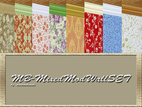 Sims 3 — MB-MixedModWallSET by matomibotaki — MB-MixedModWallSET, 8 wallpapers in a set with classic designs, each with 3