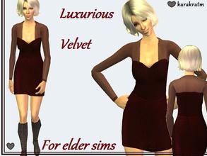 Sims 2 — Red velvet Dress by Kara_Croft — Burgundy velvet dress for elder sims. Comes with boots. Age doesn\'t mean