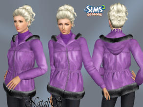 Sims 3 — Leather jacket with fur trim FA-YA by Natalis — Leather jacket with a fur trim. Supple lamb leather and
