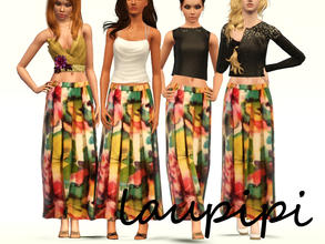 Sims 3 — Floral Printed Long Skirt by laupipi2 — Not recolorable floral printed long skirt enjoy :)