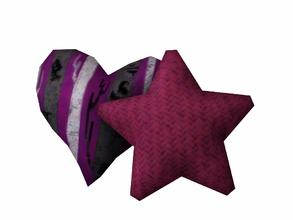 Sims 3 — Lila Star and Heart Pillow by Flovv — A pair of pillows.