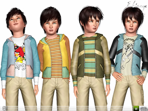 Sims 3 — Knit Hoodies (Child) - Set96 by ekinege — Two different knit hoodies for boys.