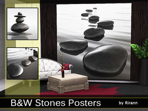 Sims 3 — B&W Stones Posters by Rirann — A set of large wall posters with stones in water. Performed in black and
