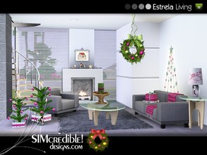 Sims 3 — Estrela Living by SIMcredible! — A modern cozy room for your sims enjoy. There are Christmas decor objects on it
