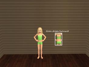 Sims 2 — [02] - Girl - Green Stripes Swimsuit by Xodess — This set consists of six swimsuits for your girl Child. I hope
