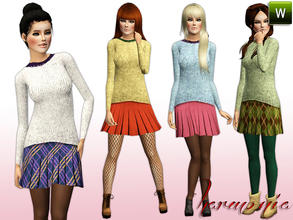 Sims 3 — Shabby Style Kenzo Sweater Dress by Harmonia — Custom Mesh By Harmonia09 4 Variations. Recolorable Sweater dress