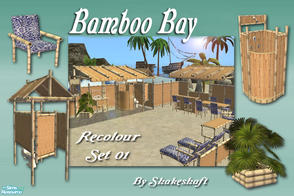 Sims 2 — Bamboo Bay - Recolour 01 by Shakeshaft — A recolour of my Bamboo Bay Set in a light bamboo texture and blue