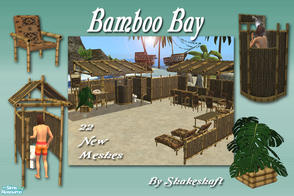 Sims 2 — Bamboo Bay by Shakeshaft — A set of Bamboo Furnishings for your sims beaches or patios, set includes a Sink,