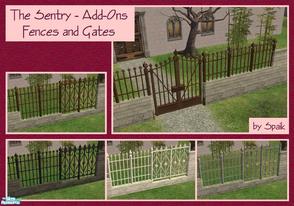 Sims 2 — The Sentry Add-Ons by Spaik — By kind request, another fence with the wall part made lower and one with the