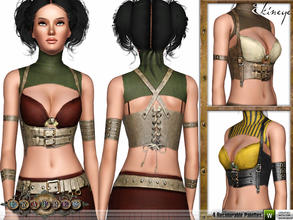 Sims 3 — Fratres - Steampunk Leather Underbust Harness by ekinege — Top with leather underbust harness. 4 recolorable
