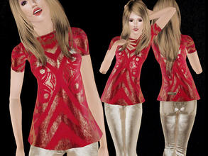 Sims 3 — 2012 Fall Trend Top 1  by simseviyo — Beautiful gold detailed red top. Beautiful with brunette ladies!