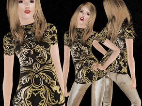 Sims 3 — 2012 Fall Trend Top 2 by simseviyo — Gold detailed black top. Extremely for blondes!