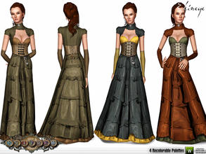 Sims 3 — Fratres - Steampunk Victorian Dress by ekinege — Corset and tiered ruffle skirt. Shrug with ruffle. Satin