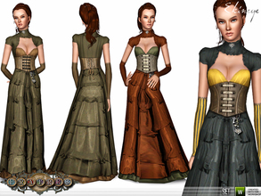 Sims 3 — Fratres - Steampunk Victorian - Set103 by ekinege — This set consists of 2 pieces. Dress and long arm warmers.