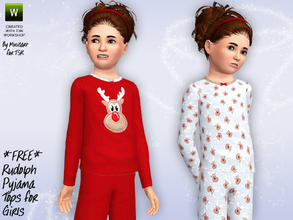 Sims 3 — Rudolph Pyjama Tops for Girls by minicart — Warm and snuggly Rudolph themed pyjama tops for girls - just in time