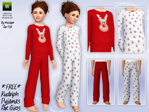Sims 3 — Rudolph Pyjamas for Girls by minicart — Warm and snuggly Rudolph themed pyjamas for girls - just in time for