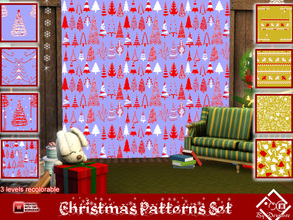 Sims 3 — Christmas Themed Patterns Set by Devirose — A perfect mix of Christmas symbols, two-tone, ocher and blue