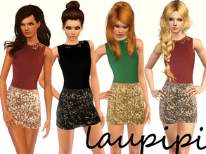 Sims 3 — Love Shine Set by laupipi2 — Love Shine Set Shine Outfit Dress with three recolorable channels: top, skirt and