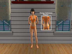 Sims 2 — [01] - Orange *Peace* Bikini. by Xodess — This set is for Teenagers; four bikini\'s with words on the back of
