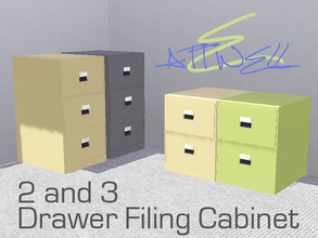 Sims 3 — 2 and 3 Drawer Filing Cabinet Set by mikeaus692 — 2 and 3 Drawer Filing Cabinet Set : Colorable : by Attewell